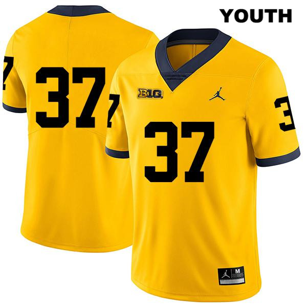 Youth NCAA Michigan Wolverines Jonathan Lampani #37 No Name Yellow Jordan Brand Authentic Stitched Legend Football College Jersey GW25Y07PU